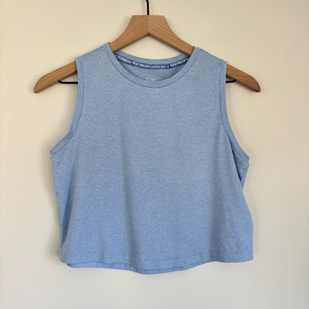 Athleta Girl Cropped Sleeveless Tank Heather Blue L 12